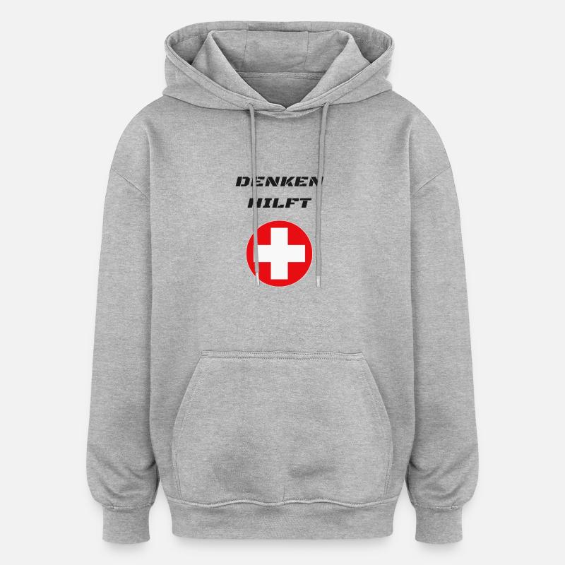 penser aide - Sweat à capuche oversize unisexe - gris chiné