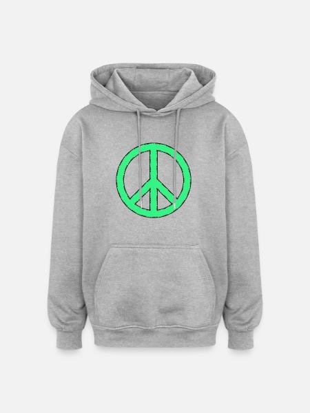 Peacezeichen - Oversized Unisex Hoodie - Grau meliert