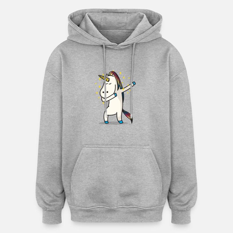 Unicorn Dab - Sweat à capuche oversize unisexe - gris chiné
