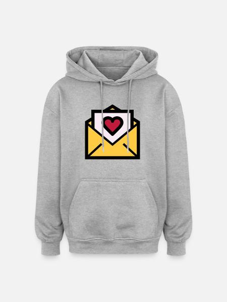 Kærlighedsbrev til Valentinsdag - Oversize unisex hoodie - grå meleret