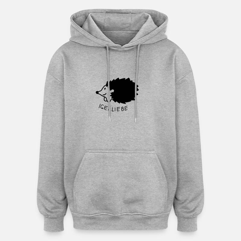 Hérisson amour hérisson - Sweat à capuche oversize unisexe - gris chiné