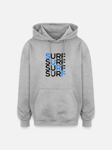 SURF SURF SURF SURF - Oversized Unisex Hoodie - heather grey