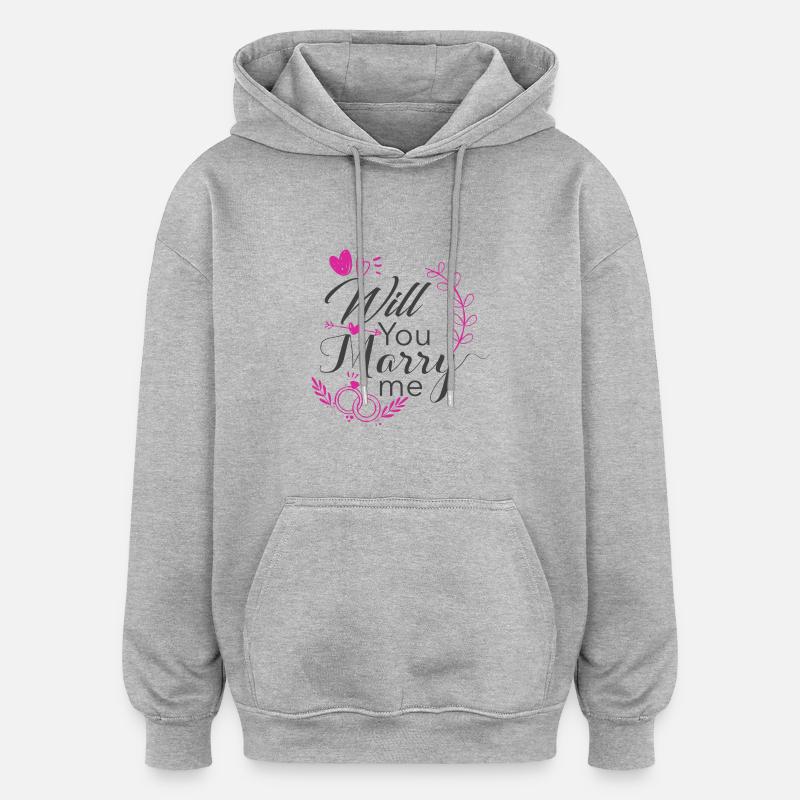 veux-tu m'épouser - Sweat à capuche oversize unisexe - gris chiné
