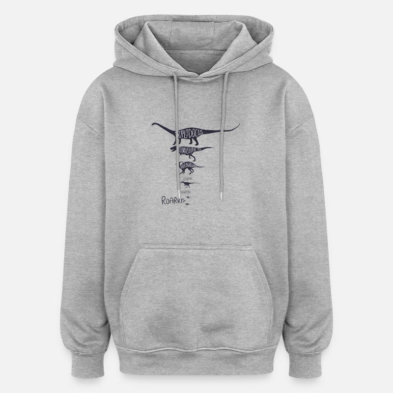 dinosaure - Sweat à capuche oversize unisexe - gris chiné