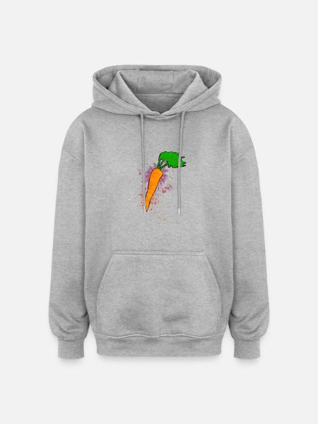 Möhren Farbexplosion - Oversized Unisex Hoodie - Grau meliert