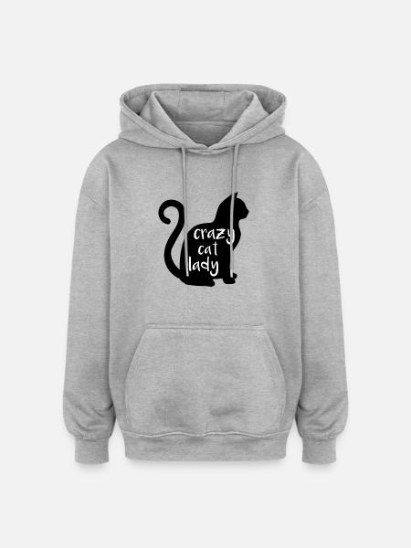 Dame de chat fou - Sweat à capuche oversize unisexe - gris chiné