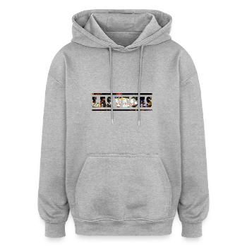 Las Vegas - Sweat à capuche oversize unisexe - gris chiné - Devant - Noah (186cm)