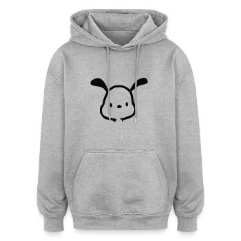 Smiley animal doux (noir) - Sweat à capuche oversize unisexe - gris chiné - Devant - Noah (186cm)