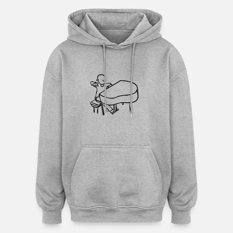Pianiste (Noir) - Sweat à capuche oversize unisexe - gris chiné