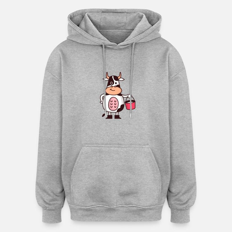 Vaches vache - Sweat à capuche oversize unisexe - gris chiné