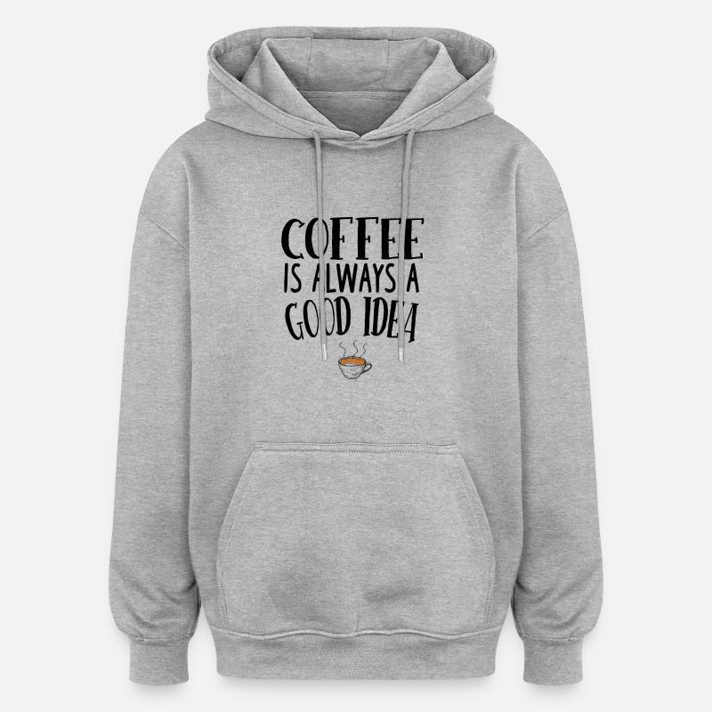 café - Sweat à capuche oversize unisexe - gris chiné
