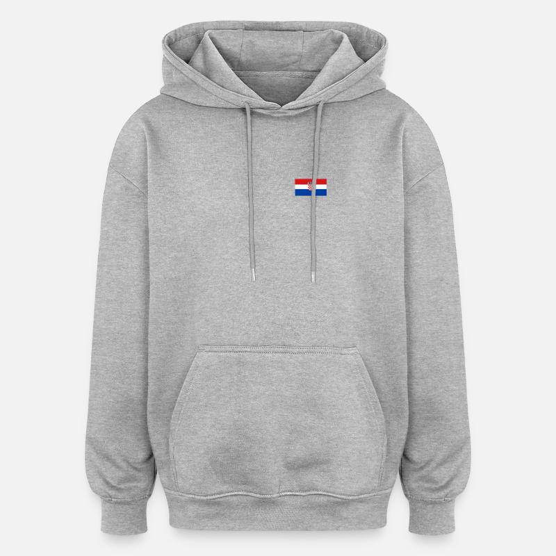 Drapeau de la Croatie - Sweat à capuche oversize unisexe - gris chiné