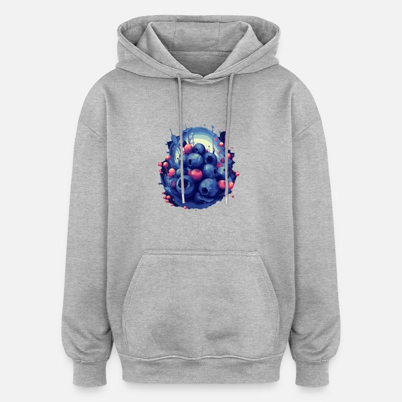 Blaubeere - Oversized Unisex Hoodie - Grau meliert
