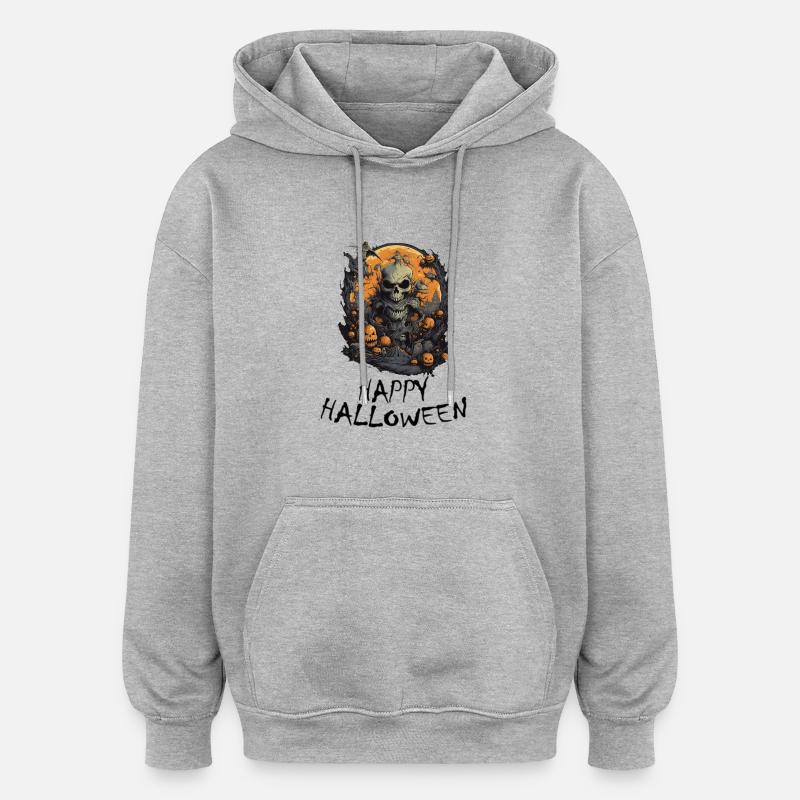 Halloween - Joyeux Halloween - Sweat à capuche oversize unisexe - gris chiné