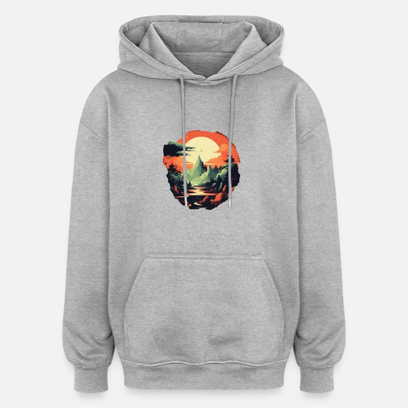 Paysage - Sweat à capuche oversize unisexe - gris chiné