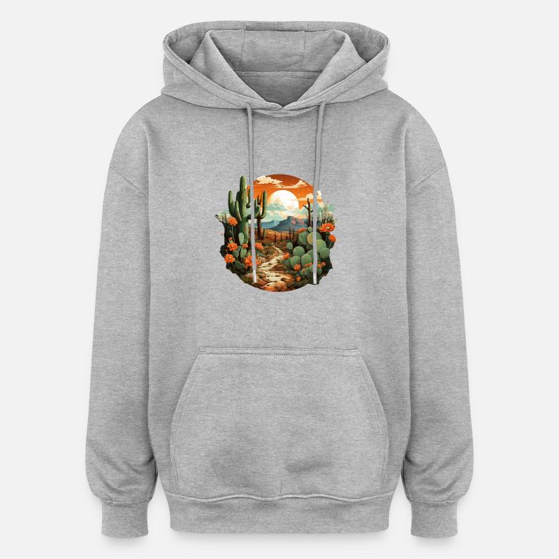 Cactus - Sweat à capuche oversize unisexe - gris chiné