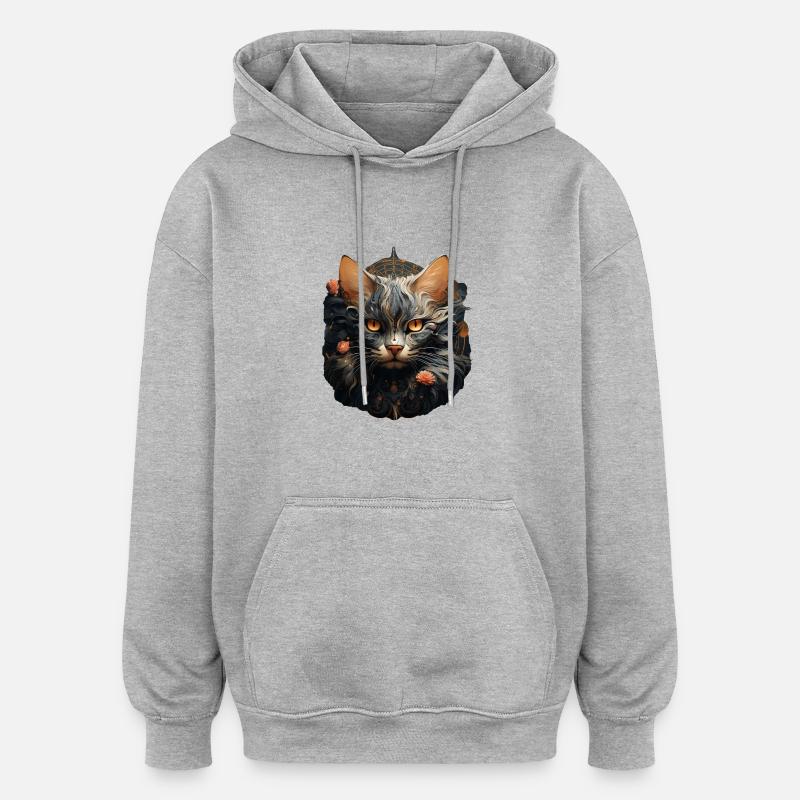 Katze - Oversized Unisex Hoodie - Grau meliert