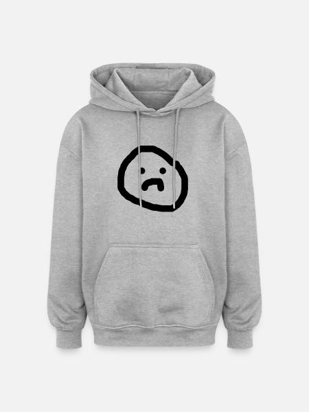 Sad face - Oversized Unisex Hoodie - heather grey