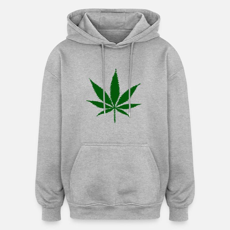 Cannabis (Édition Verte) - Sweat à capuche oversize unisexe - gris chiné