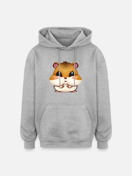 Cute hamster hamster cheeks - Oversized Unisex Hoodie - heather grey