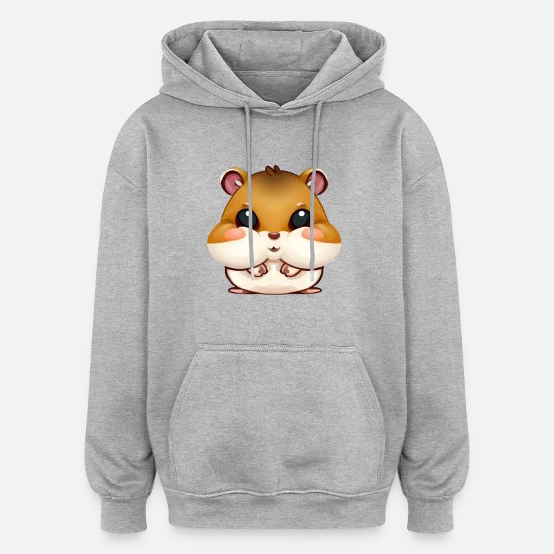 Süßer Hamster Hamsterbacken - Oversized Unisex Hoodie - Grau meliert