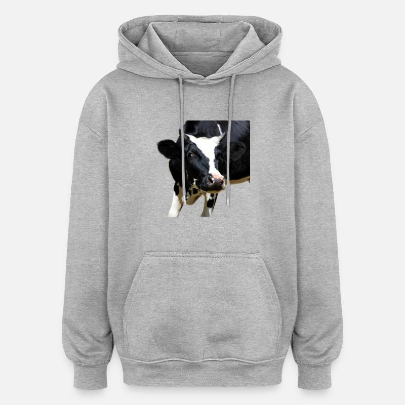 tête de vache drôle - Sweat à capuche oversize unisexe - gris chiné