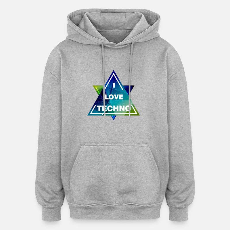 J'aime la chemise TECHNO - Sweat à capuche oversize unisexe - gris chiné