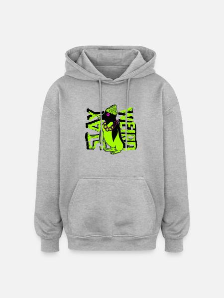 Restez étrange pingouin gangster - Sweat à capuche oversize unisexe - gris chiné