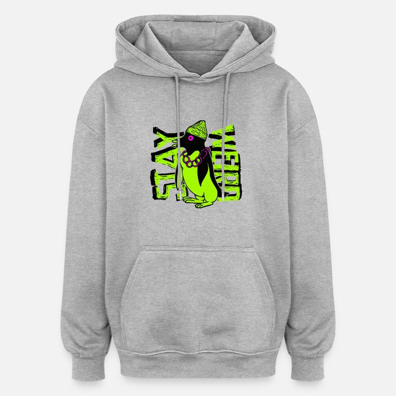 Restez étrange pingouin gangster - Sweat à capuche oversize unisexe - gris chiné