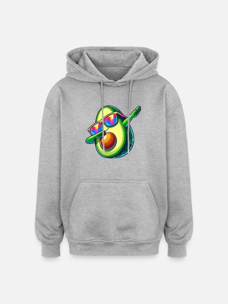 Cool Avocado Dab Sunglasses Rainbow - Oversized Unisex Hoodie - heather grey