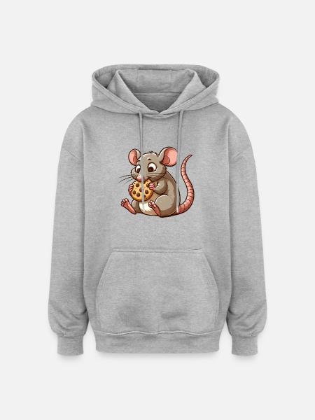 Cute mouse nibbles biscuit - Oversized Unisex Hoodie - heather grey