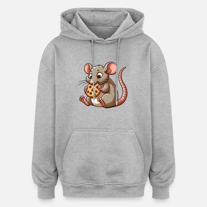 Cute mouse nibbles biscuit - Oversized Unisex Hoodie - heather grey