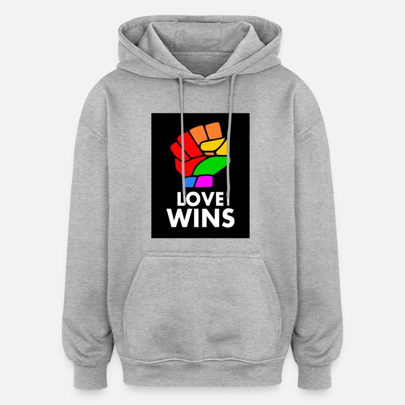Love wins - Sweat à capuche oversize unisexe - gris chiné