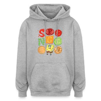 Spongebob Schwammkopf Burger Zutaten Design - Oversized Unisex Hoodie - Grau meliert - Vorne - Noah (186cm)