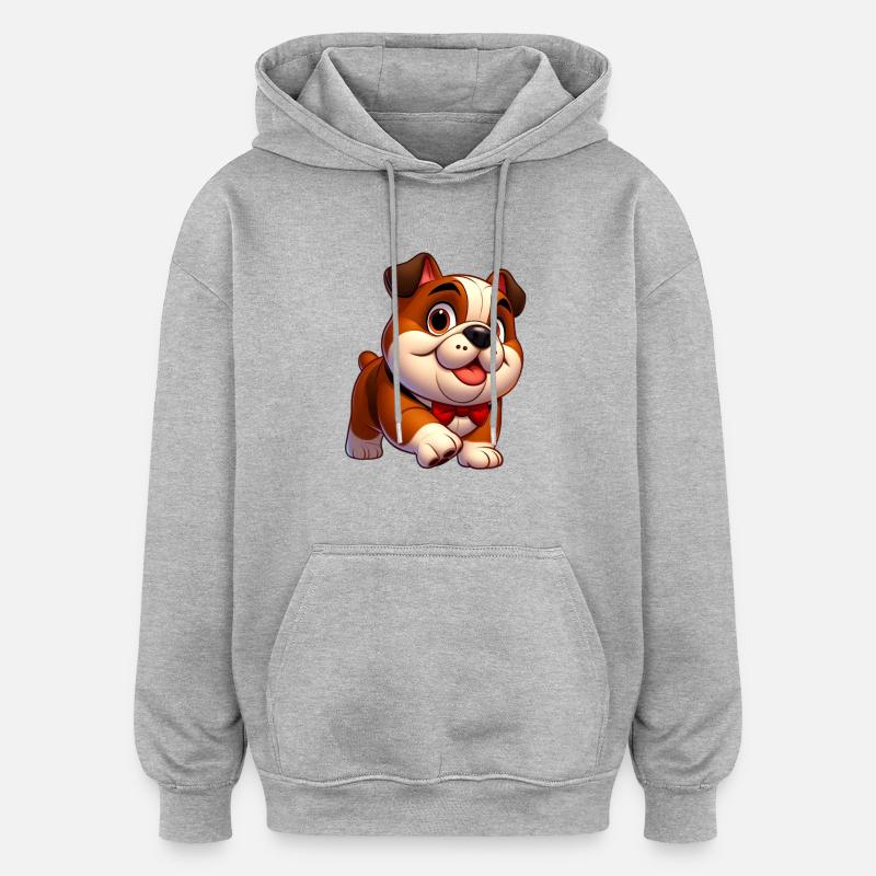 bouledogue anglais - Sweat à capuche oversize unisexe - gris chiné