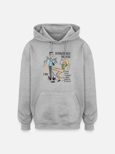 Kvindernes internationale kampdag (8. marts) - Oversize unisex hoodie - grå meleret