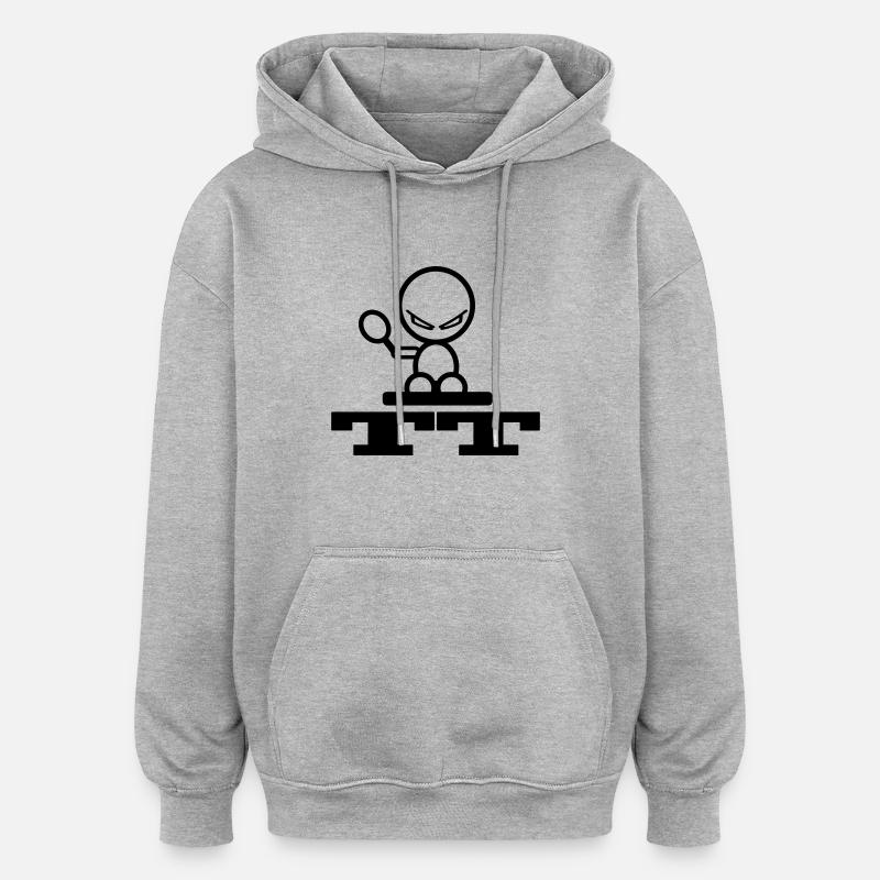 tennis de table - Sweat à capuche oversize unisexe - gris chiné