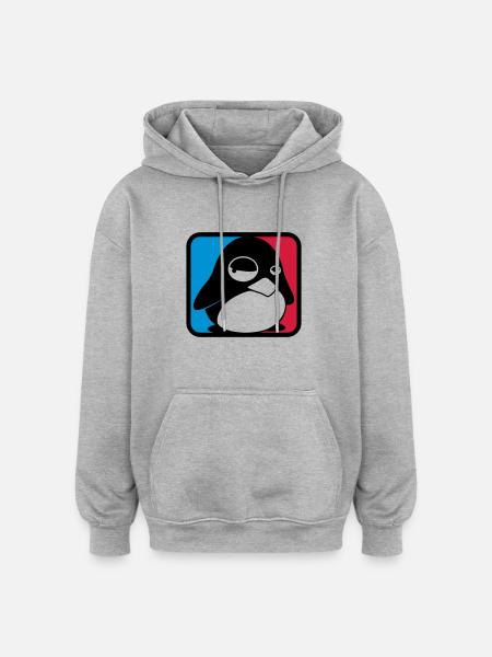 TUX League, LINUX - Oversized Unisex Hoodie - heather grey