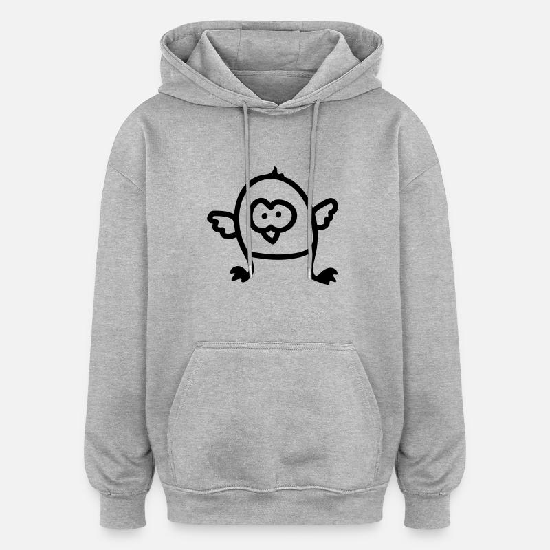Little Bird - Line - Sweat à capuche oversize unisexe - gris chiné