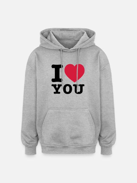 Je t'aime 2 - Sweat à capuche oversize unisexe - gris chiné