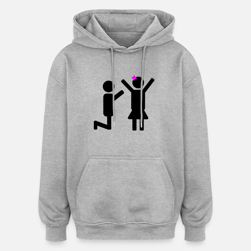 Demande de mariage - Sweat à capuche oversize unisexe - gris chiné