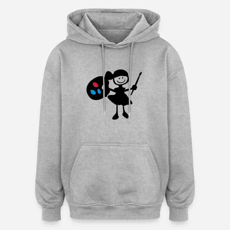 painter_girl - Sweat à capuche oversize unisexe - gris chiné