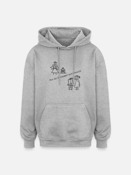 De princesse à épouse - Sweat à capuche oversize unisexe - gris chiné