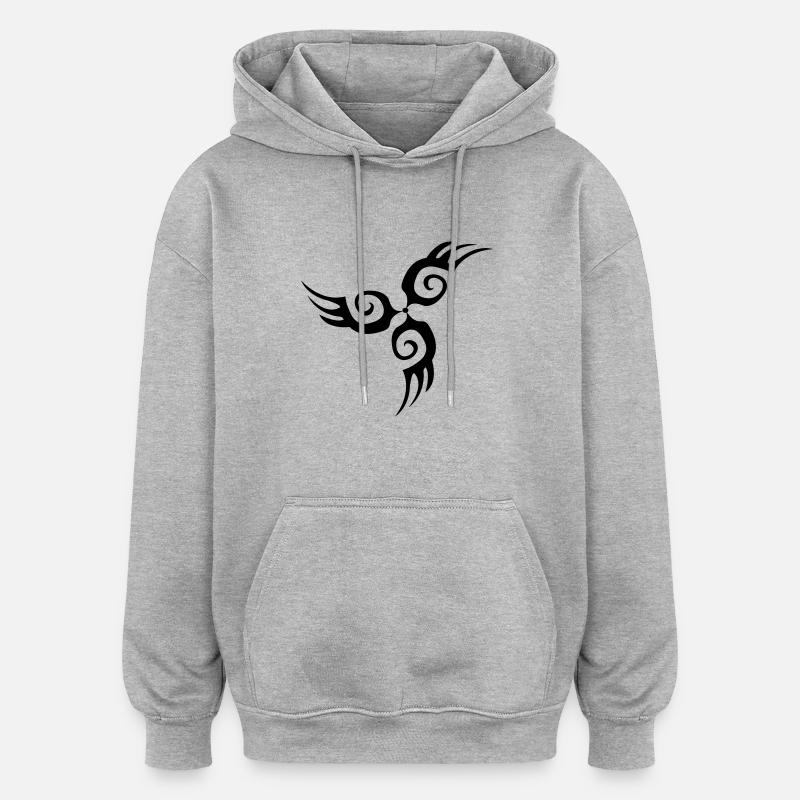 tribal - Sweat à capuche oversize unisexe - gris chiné