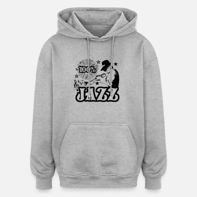 100% jazz - Sweat à capuche oversize unisexe - gris chiné