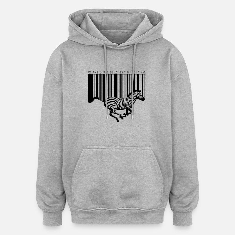 Zèbre code barre - Sweat à capuche oversize unisexe - gris chiné
