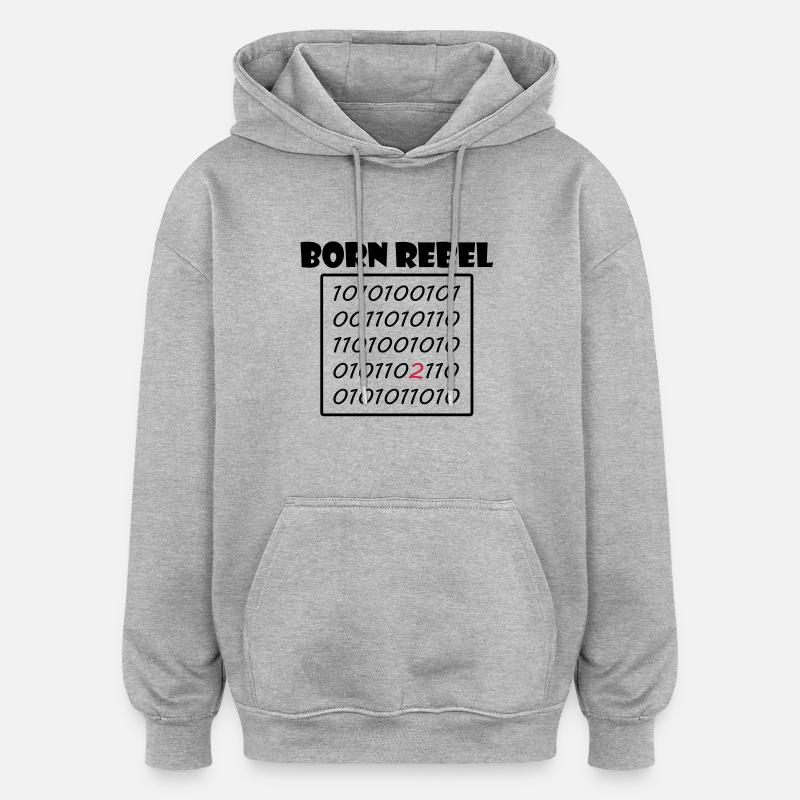rebell - Oversized Unisex Hoodie - Grau meliert