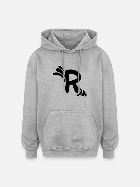Letter R & Pattern - Oversized Unisex Hoodie - heather grey