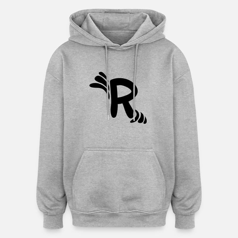 Buchstabe R & Muster - Oversized Unisex Hoodie - Grau meliert