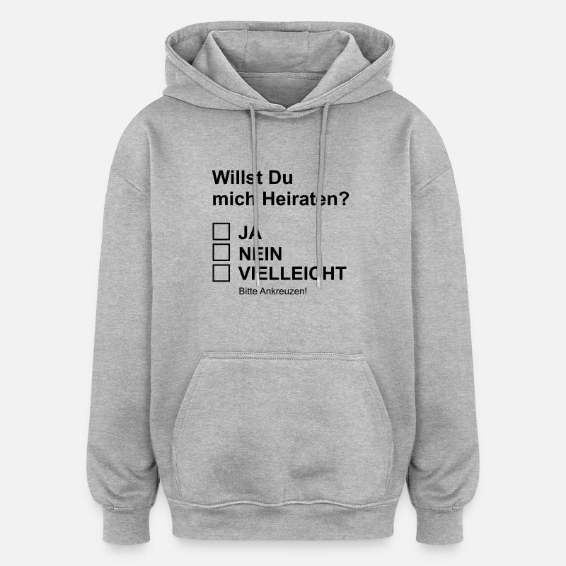 Proposition de mariage - Sweat à capuche oversize unisexe - gris chiné